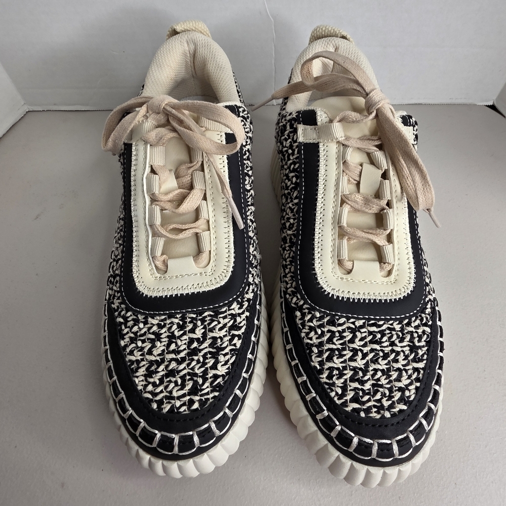 Jellypop Duchess Platform Sneakers Lace Up Low Top Shoes Black White 8M